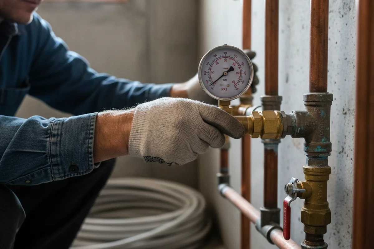 Pressure testing a repaired line during Water Line Repair in Fairgrove